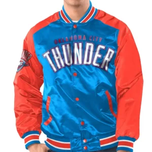 Oklahoma City Thunder Satin Full Snap Bomber Jacket