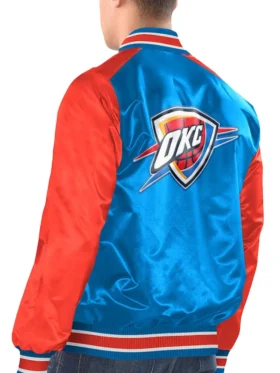 Oklahoma City Thunder Satin Full Snap Bomber Jacket Back