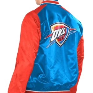 Oklahoma City Thunder Satin Full Snap Bomber Jacket Back