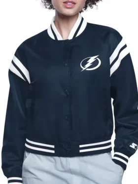 Orrin Tampa Bay Lightning Printed Navy Varsity Satin Jacket
