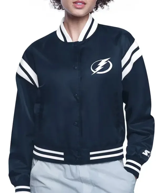 Orrin Tampa Bay Lightning Printed Navy Varsity Satin Jacket