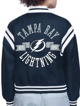 Orrin Tampa Bay Lightning Printed Navy Varsity Satin Jacket Back