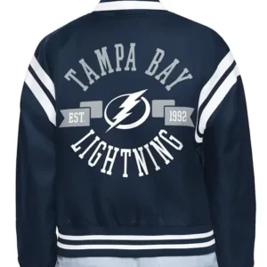 Orrin Tampa Bay Lightning Printed Navy Varsity Satin Jacket Back