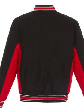 Ottawa Senators Accent Black Varsity Wool Poly Twill Jacket Back