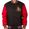 Ottawa Senators Front Hit Varsity Poly Twill Black and Red Jacket