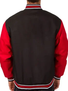 Ottawa Senators Front Hit Varsity Poly Twill Black and Red Jacket Back