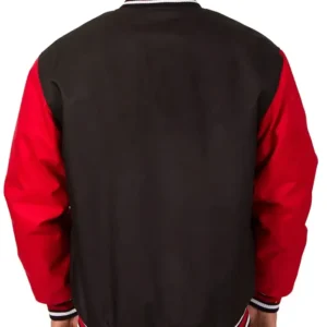 Ottawa Senators Front Hit Varsity Poly Twill Black and Red Jacket Back