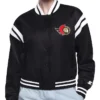 Ottawa Senators Printed Black Varsity Satin Jacket