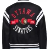 Ottawa Senators Printed Black Varsity Satin Jacket Back