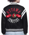 Ottawa Senators Printed Black Varsity Satin Jacket Back