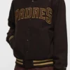 Padres Brown Wool Varsity Jacket Front
