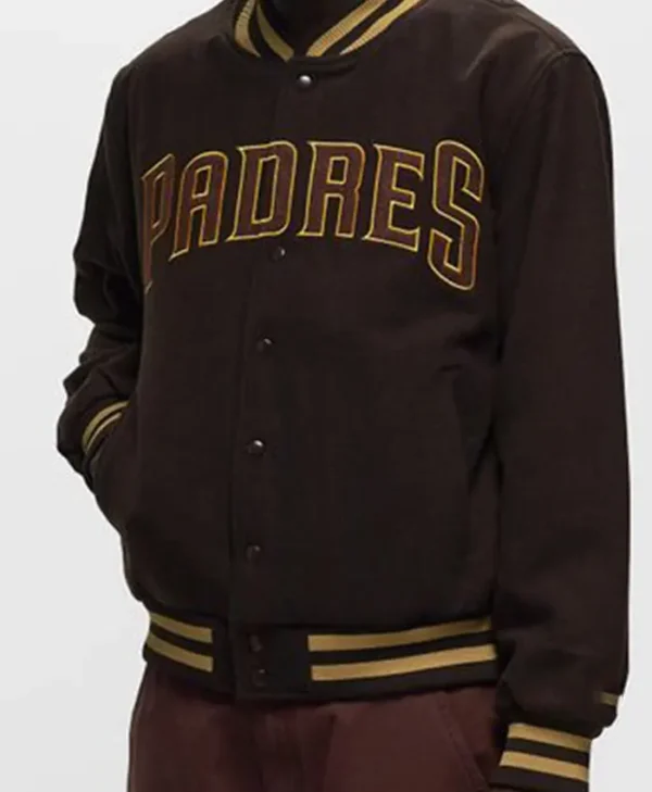 Padres Brown Wool Varsity Jacket Front