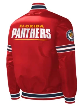 Pfannerstill NHL Florida Panthers Slider Red Satin Varsity Jacket Back