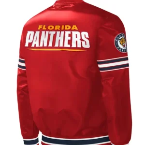 Pfannerstill NHL Florida Panthers Slider Red Satin Varsity Jacket Back