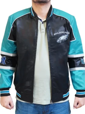 Philadelphia Eagles Black Leather Jacket
