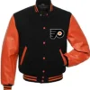 Philadelphia Flyers Black And Orange Varsity Full Snap Jacket