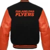 Philadelphia Flyers Black And Orange Varsity Full Snap Jacket Back