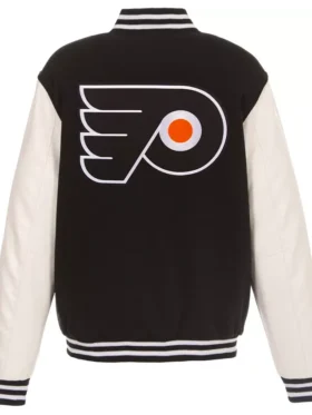 Philadelphia Flyers Black And White Varsity Jacket Back