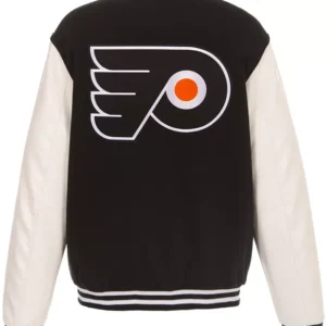 Philadelphia Flyers Black And White Varsity Jacket Back