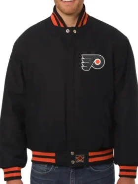 Philadelphia Flyers Black Full Snap Varsity Jacket