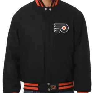 Philadelphia Flyers Black Full Snap Varsity Jacket