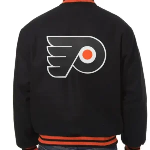 Philadelphia Flyers Black Full Snap Varsity Jacket Back