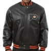 Philadelphia Flyers Black Leather Bomber Jacket