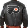 Philadelphia Flyers Black Leather Bomber Jacket Back
