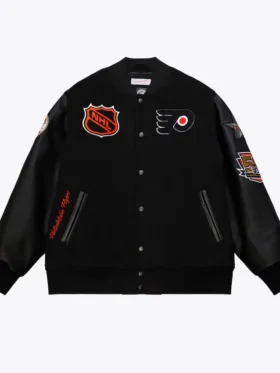 Philadelphia Flyers Black Letterman Wool Jacket