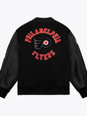 Philadelphia Flyers Black Letterman Wool Jacket bACK