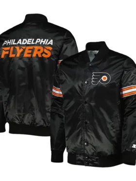 Philadelphia Flyers Black Satin Bomber Jacket