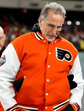 Philadelphia Flyers Orange And White Varsity Jacket For Sale