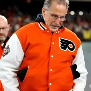 Philadelphia Flyers Orange And White Varsity Jacket For Sale