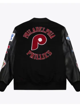 Philadelphia Phillies Black Full Snap Varsity Jacket 1