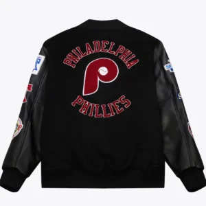 Philadelphia Phillies Black Full Snap Varsity Jacket 1
