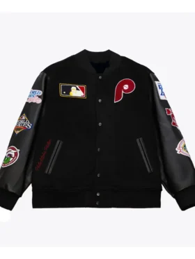 Philadelphia Phillies Black Full Snap Varsity Jacket