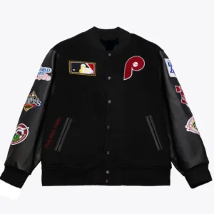 Philadelphia Phillies Black Full Snap Varsity Jacket