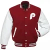 Philadelphia Phillies Burgundy And White Wool Varsity Jacket