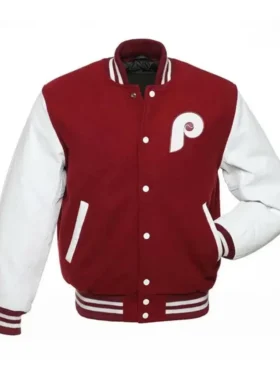Philadelphia Phillies Burgundy And White Wool Varsity Jacket