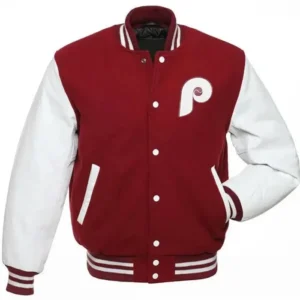 Philadelphia Phillies Burgundy And White Wool Varsity Jacket