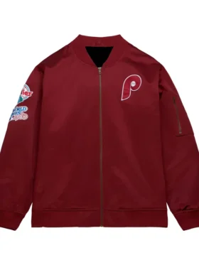 Philadelphia Phillies Burgundy Bomber Zipper Jacket