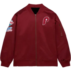 Philadelphia Phillies Burgundy Bomber Zipper Jacket