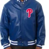Philadelphia Phillies Navy Blue Leather Bomber Jacket