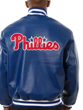 Philadelphia Phillies Navy Leather Bomber Jacket