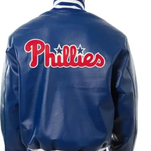 Philadelphia Phillies Navy Leather Bomber Jacket