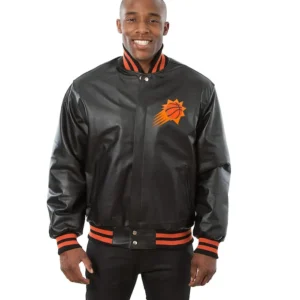 Phoenix Suns Black Leather Bomber Jacket