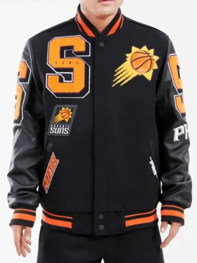 Phoenix Suns Black Letterman Wool Varsity Jacket