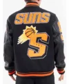 Phoenix Suns Black Letterman Wool Varsity Jacket Back