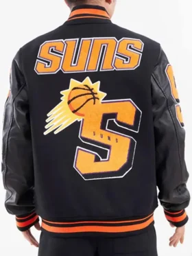 Phoenix Suns Black Letterman Wool Varsity Jacket Back