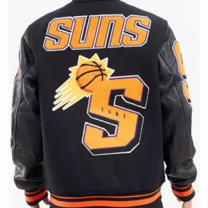 Phoenix Suns Black Letterman Wool Varsity Jacket Back